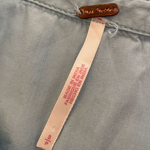 Free People Dreamers Babydoll-Inspired Mini Dress Women's Size S Icy Blue Boho - Picture 14 of 16